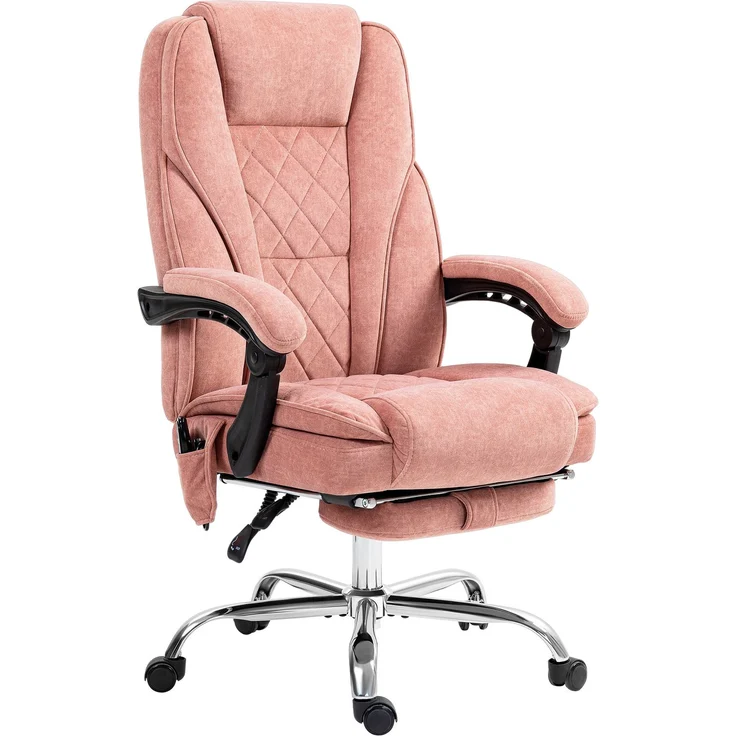 MELAYR, Pinkfarbener Bürostuhl mit Massage- und Heizfunktion, verstellbarer Höhe, 74 x 35 x 57 cm, Rosa – Bild 2