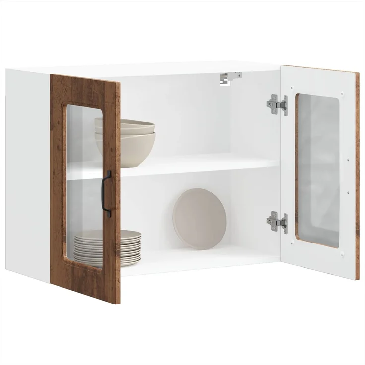 vidaXL Küchen-Hängeschrank mit Glastür Altholz-Optik Holzwerkstoff 853615 – Bild 4