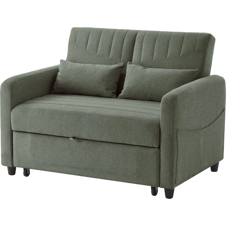 ZUBALIYA Sofa 166x95 cm, mit Ausziehbett, mit breiten Armlehnen, mit Schaumstoffpolsterung, ohne aufwendige Montage, Natur – Bild 15