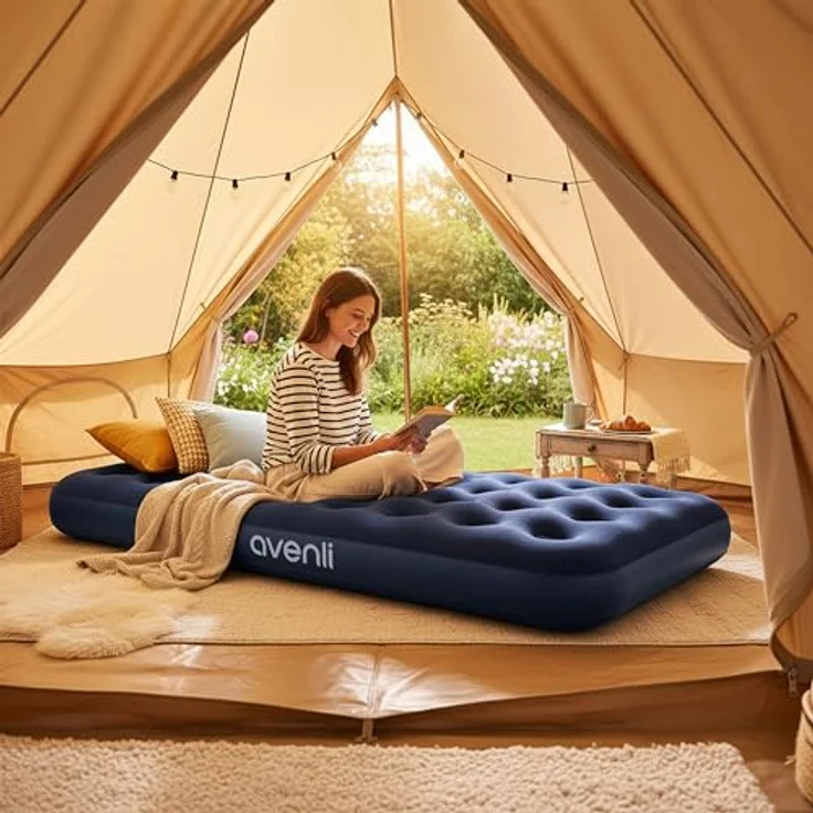 Avenli Luftbett aufblasbar 191 x 99 x 22 cm, (Luftmatratze für 1 Person), Gästebett mit beflockter Oberfläche – Bild 3