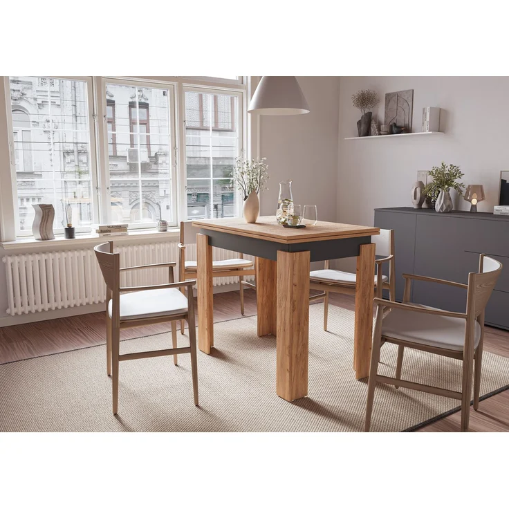 Shefa Esstisch Line Family ausziehbar 90-120 cm Eiche Goldkraft Anthrazit - Moderner Küchentisch – Bild 1