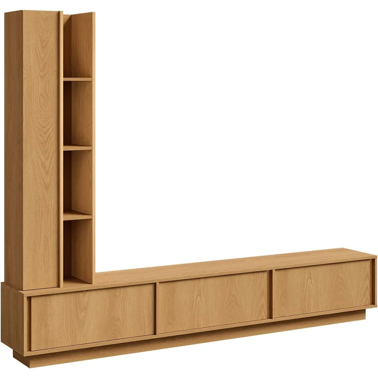 AX LIVING Varelo TV-Wände Eiche Carmel – TV-Board 230 cm stehend, Regal links – Bild 2