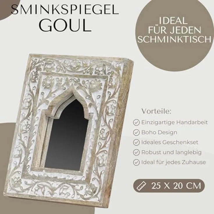Marrakesch Orient & Mediterran Interior Schminkspiegel Boho Deko Spiegel Schminkspiegel Goul 25cm (1-St), Handarbeit – Bild 2