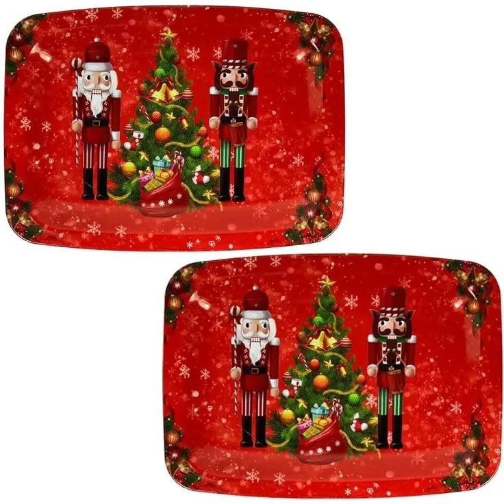 Weihnachtsteller Rechteckig Groß 2 Stück Nikolaus Advent Weihnachten Nussknacker
