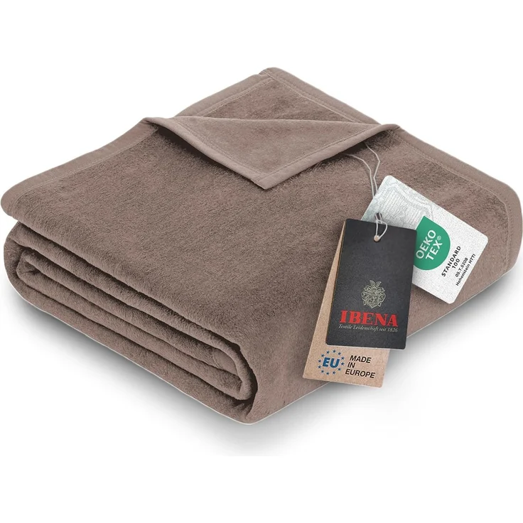 IBENA 'Luxus', Baumwollmischgewebe taupe, 150x200 cm – Bild 1
