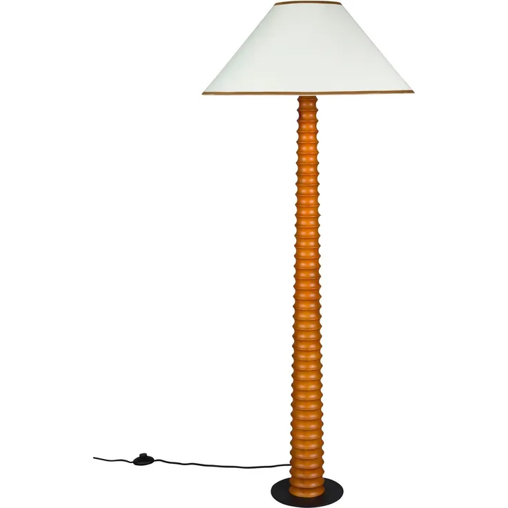 DutchBone Stehlampe Horace mit massivem Eichenholzfuß und beigem Baumwollschirm Braun 60x60x145 cm