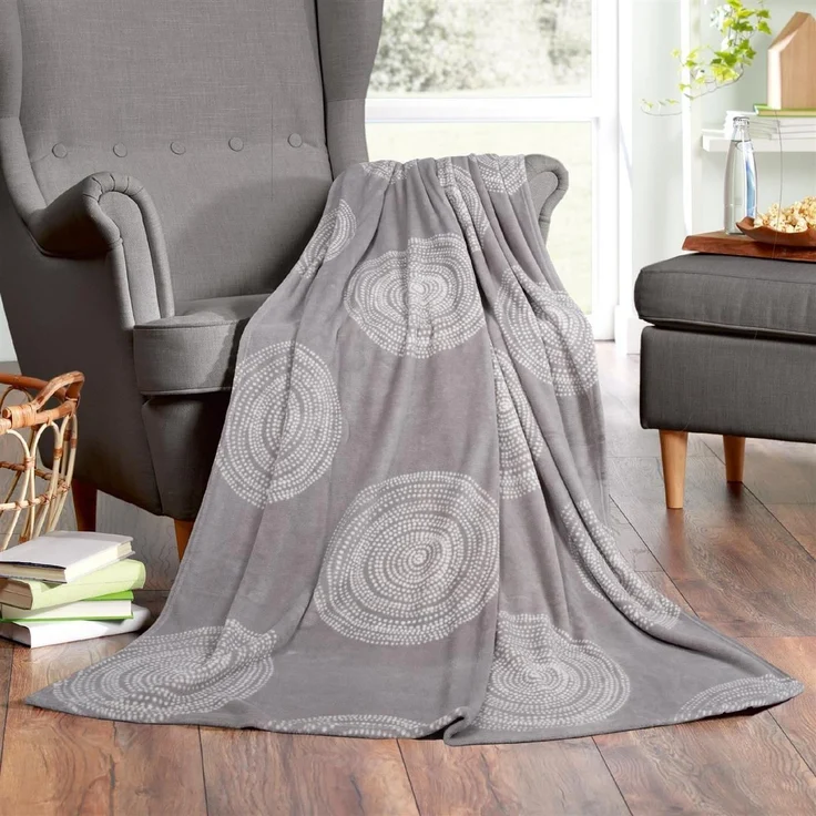 Mikrofaser Flauschdecke 150x200cm - Ornament Kreise 150x200cm