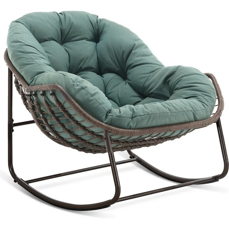 LVHOM Schaukelstuhl mit gepolstertem Kissen, Rattanstuhl mit Stahlrahmen, Lounge Sessel (Großformat B110.5cm x T94.5cm x H80cm,Dicke Kissen,160kg Tragfähigkeit, MEHRE FARBEN MEHRE OPTIONEN! Schaukelsessel umhüllendem Sitzgefühl & hoher Armlehne, 1 St),... – Bild 1