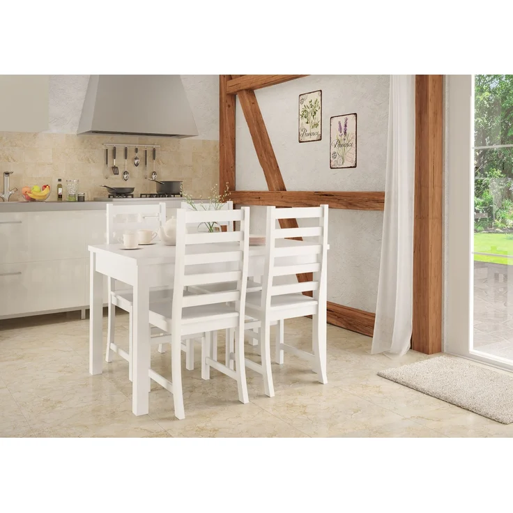 Weißer Stuhl Eris Küchenstuhl Massivholzstuhl Esszimmerstuhl 90.71-21 W – Bild 2