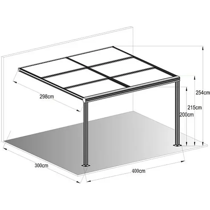 Vente-unique - IZEDA Terrassenüberdachung PlastikMetall Weiß - B 298 cm x H 200 cm x L 400 cm – Bild 6