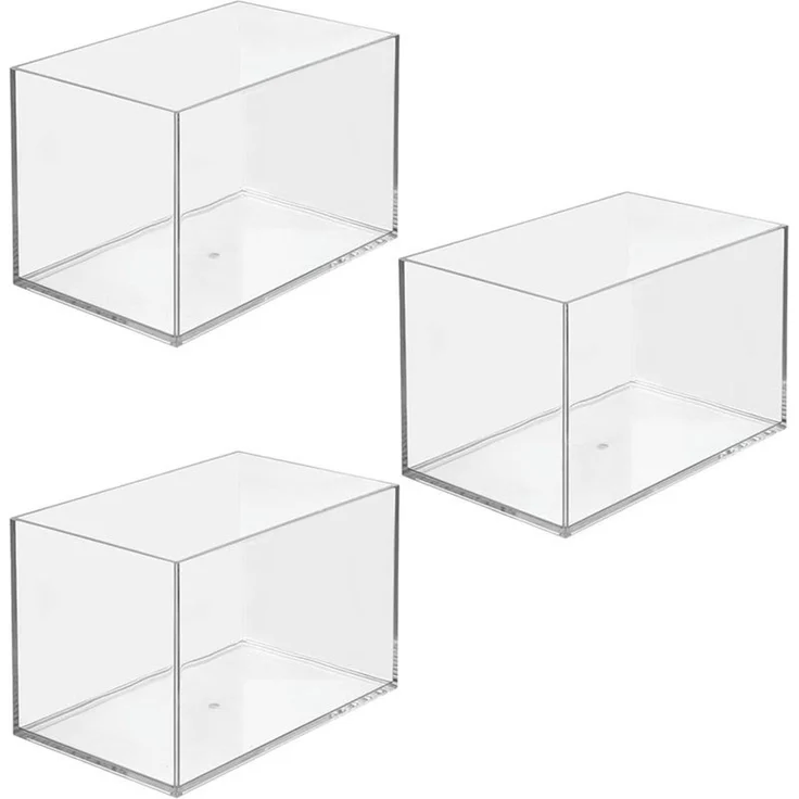 mDesign Schreibtisch Organizer Aufbewahrung Ablage stapelbar 3er-Set Transparent – Bild 1