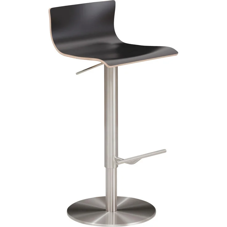 MID.YOU Barhocker Anthrazit, Drehbar, Abwischbar, Holz-Metall, Buche furniert, 39.5x72-98.5x43 cm