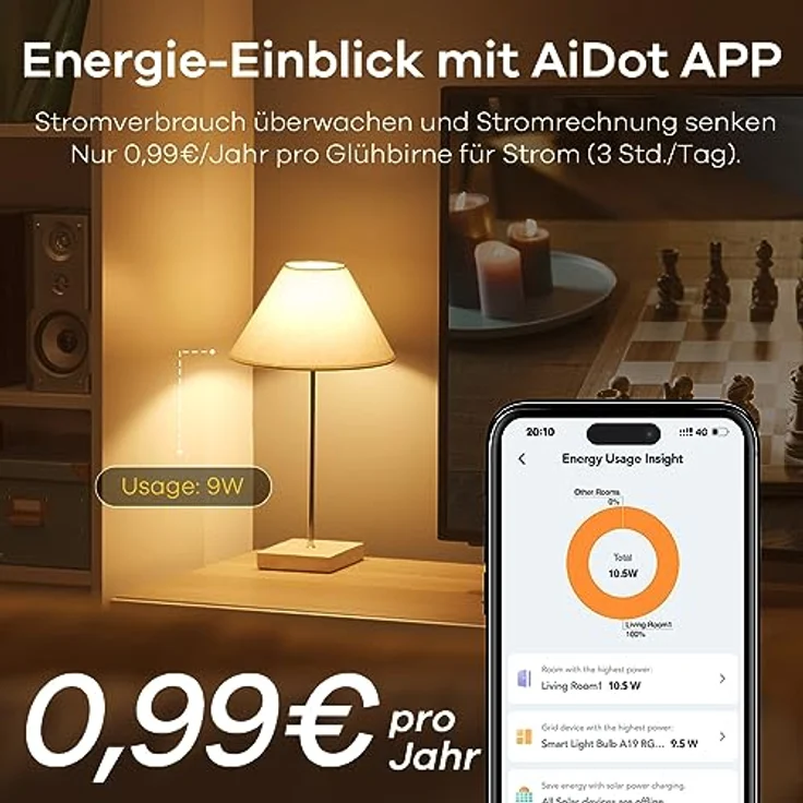 Linkind Matter Smart RGBTW Lampe, Wifi E27 Alexa Glühbirne, 1800-6500K Mehrfarbige WLAN Intelligent Birne, Musik Sync, Kompatibel mit Siri/Google Home/SmartThings, 800 Lumen, ersetzt 60 Watt, 4 Stück – Bild 4