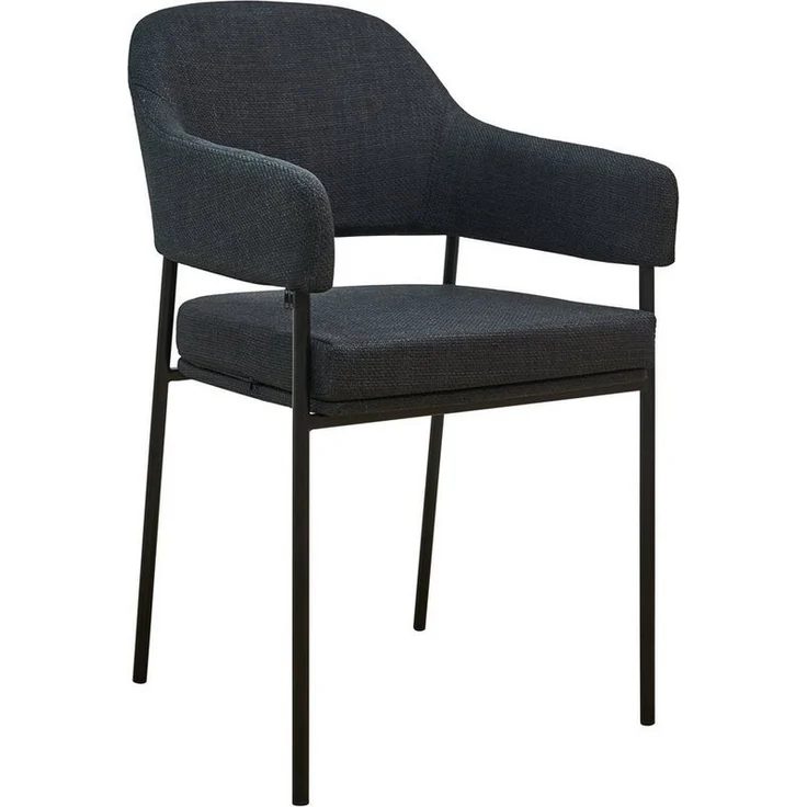 SVITA Esszimmerstuhl SCARLETT (2er Set), Armlehnstuhl, Polsterstuhl, Metallbeine, Stoff, Schwarz – Bild 3