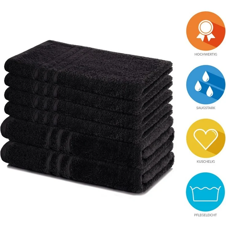 Lavea Handtuch Set Elena, Duschtücher, Handtücher, Gästetücher, Waschhandschuhe, 100% Baumwolle (Set, 6-St), Frottierserie, weich & saugstark, pflegeleicht, 500 g/m² Frottier – Bild 1