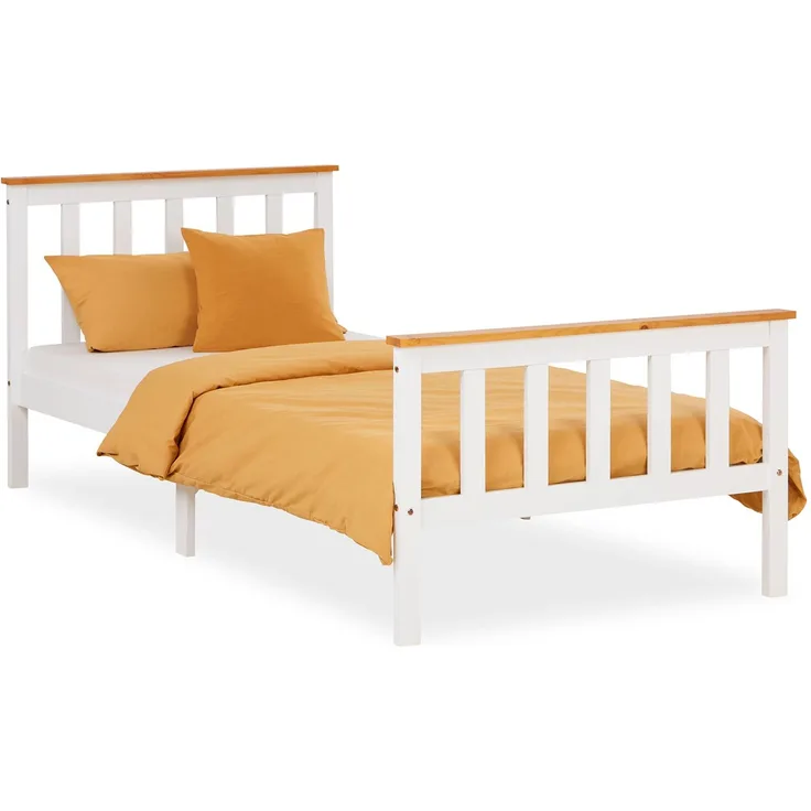 Einzelbett Bettgestell 90x200 weiß Bett Tagesbett Holzbett