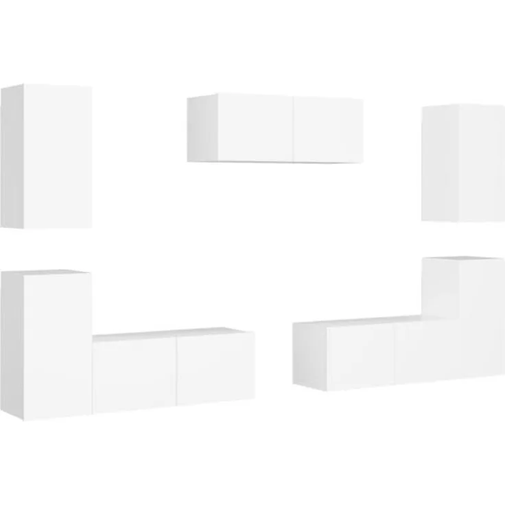 vidaXL 7-tlg. TV-Schrank-Set Weiß Holzwerkstoff 3078672