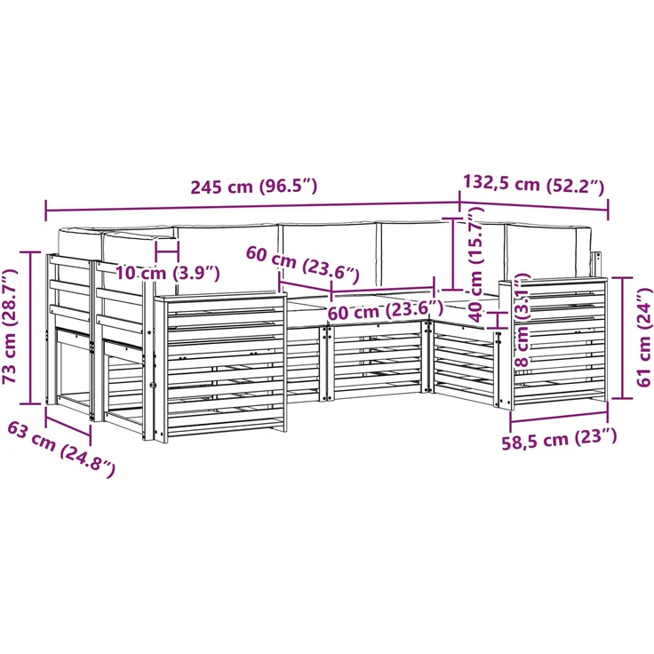 vidaXL Outdoor-Sofagarnitur 6 stk. 6-Sitzer Weiß und Anthrazit 3392402 – Bild 7