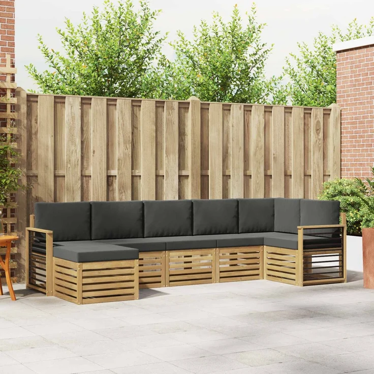 vidaXL Outdoor-Sofagarnitur 7 stk. 6-Sitzer Weiß und Anthrazit 3392207 – Bild 1