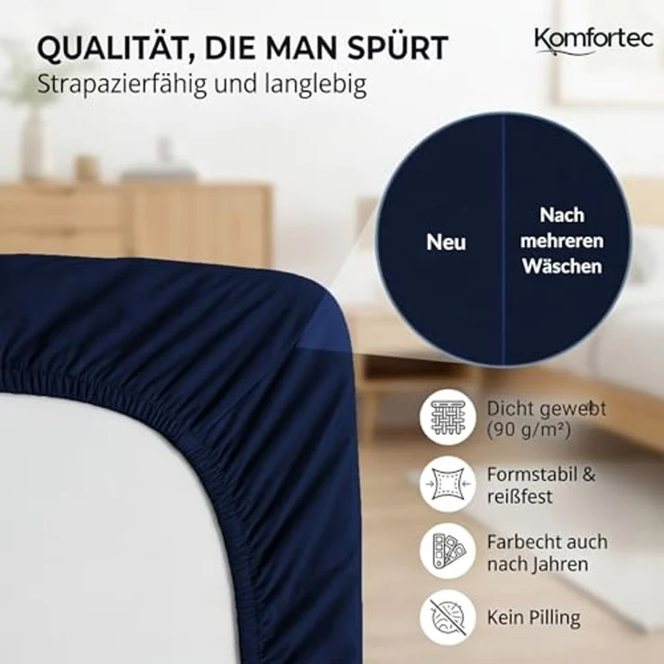 Komfortec Spannbettlaken Boxspringbett bis 15cm - 30cm Matratzenhöhe, Mikrofaser, Gummizug: Rundum, (2 Stück) – Bild 5