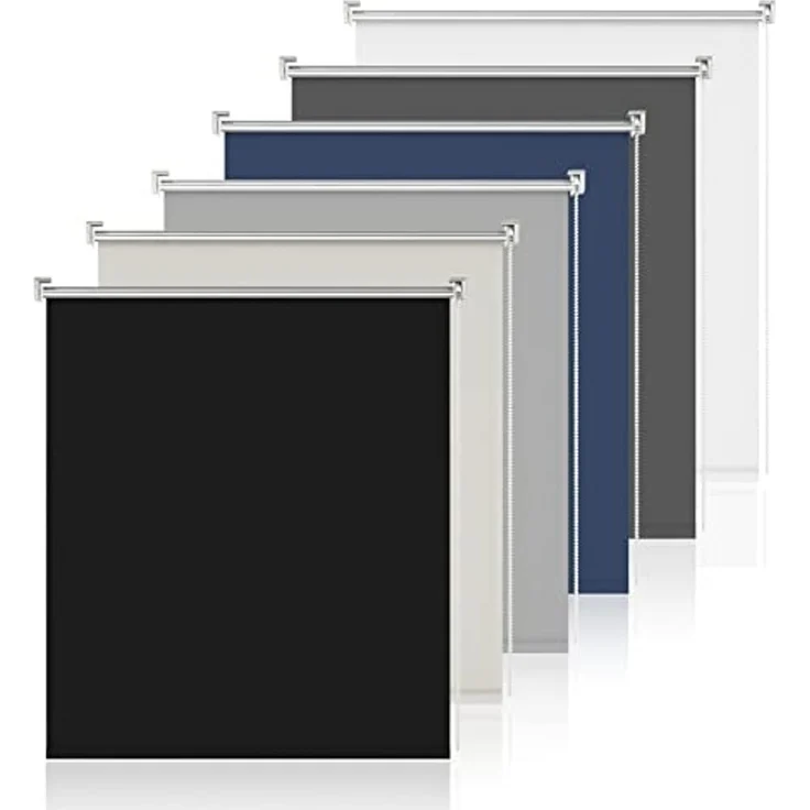 Verdunkelungsrollo ohne Bohren Klemmrollos für Fenster Schwarz B85 x H150 cm Thermorollo Sichtschutz Sonnenschutz Rollo innen – Bild 1
