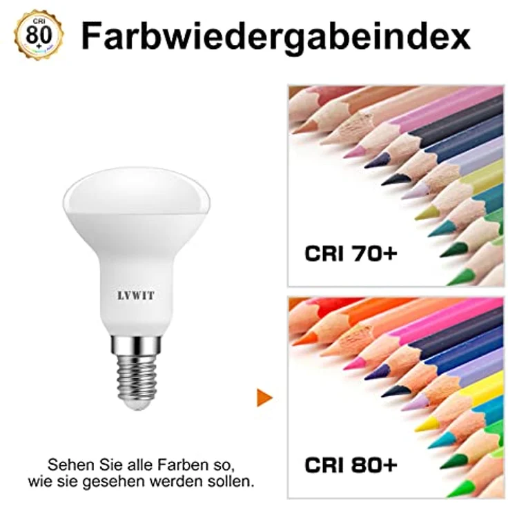 LVWIT 6er Pack E14 LED Lampe Warmweiss 4.9W, Reflektorlampe 470 lm, 2700K, E14 LED Reflektor R50 Strahler ersetzt 40W Glühbrine – Bild 5