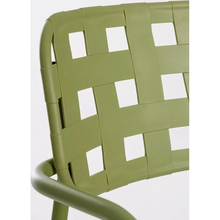 Gartenstuhl Clover 4er-Set mit Armlehne, Metall und Polypropylen Geflecht, modern, grün, stapelbar – Bild 5