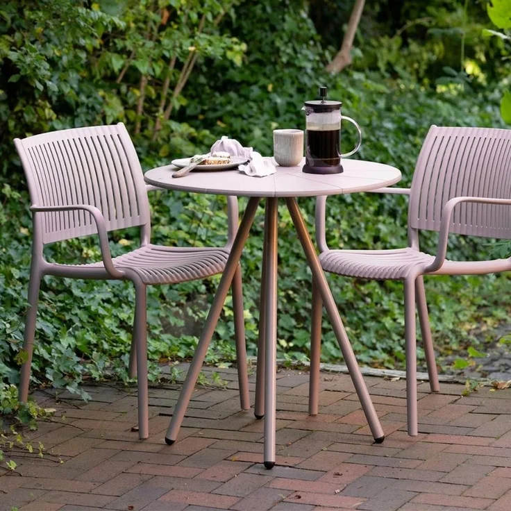 Bistro-Tisch FULHAM taupe Outdoortisch 70cm Balkonmöbel Terrasse Garten – Bild 4