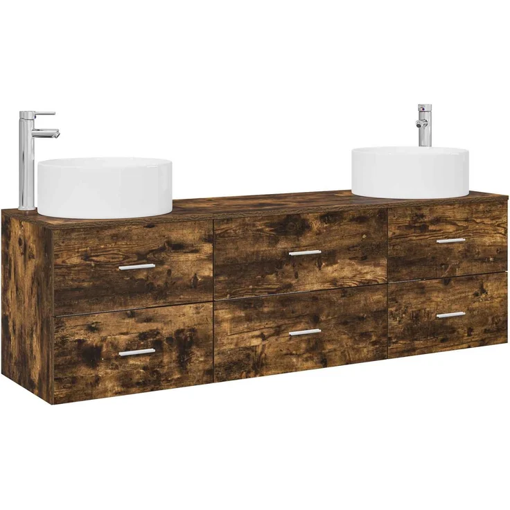 vidaXL Badezimmerschrank-Set 3 stk. Geräucherte Eiche 3405943 – Bild 2
