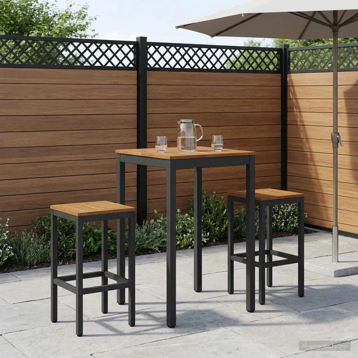 vidaXL Gartenbar-Tisch Natürlich und Schwarz 60 x 60,5 x 105 cm 901331 – Bild 1