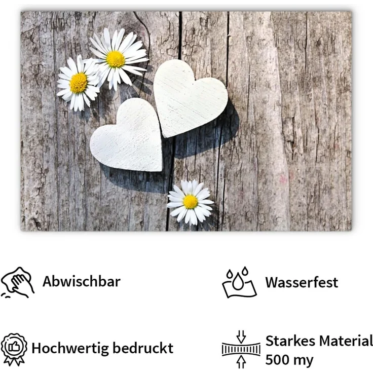 matches21 HOME & HOBBY Platzset Abwaschbare Tischsets 6er Set Landhaus-Stil Blumen & Holz-Optik, (6-St), Platzsets als Tisch-Untersetzer und Tisch-Deko für Esstisch Teller – Bild 3