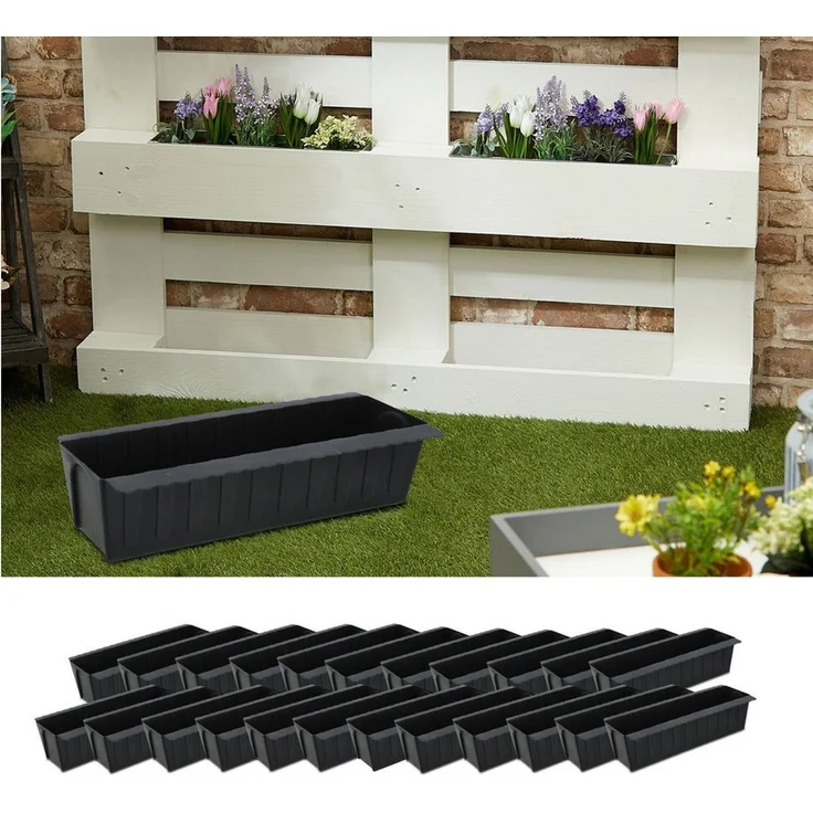 CEPEWA Pflanzeinsatz Pflanzkasten gewellt 24er Set Europalette Kunststoff 37x9,5x13,5cm (24 St) – Bild 5