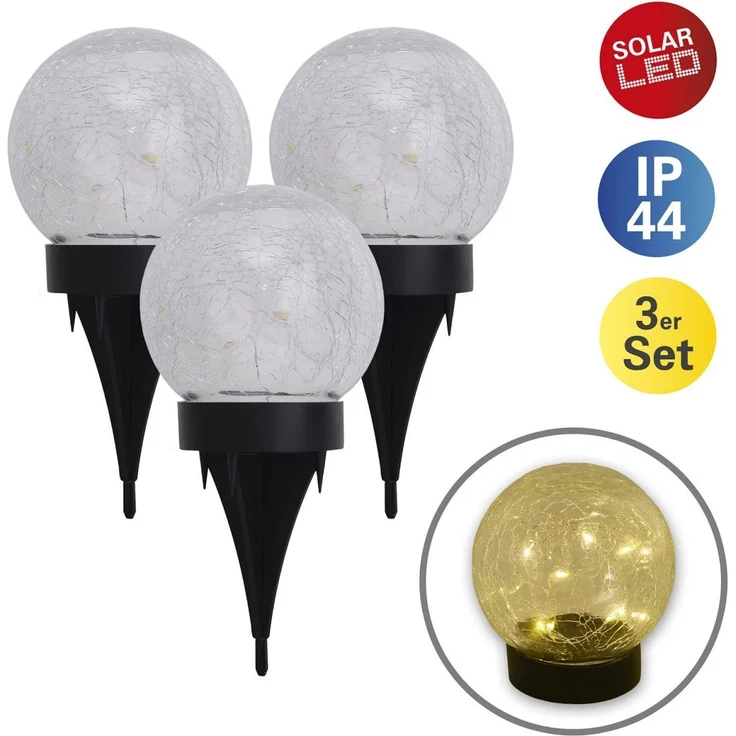 Solarleuchte Garten 3er Set Kugel Solarlampe Außen Außenleuchte Solar 5248203 – Bild 1