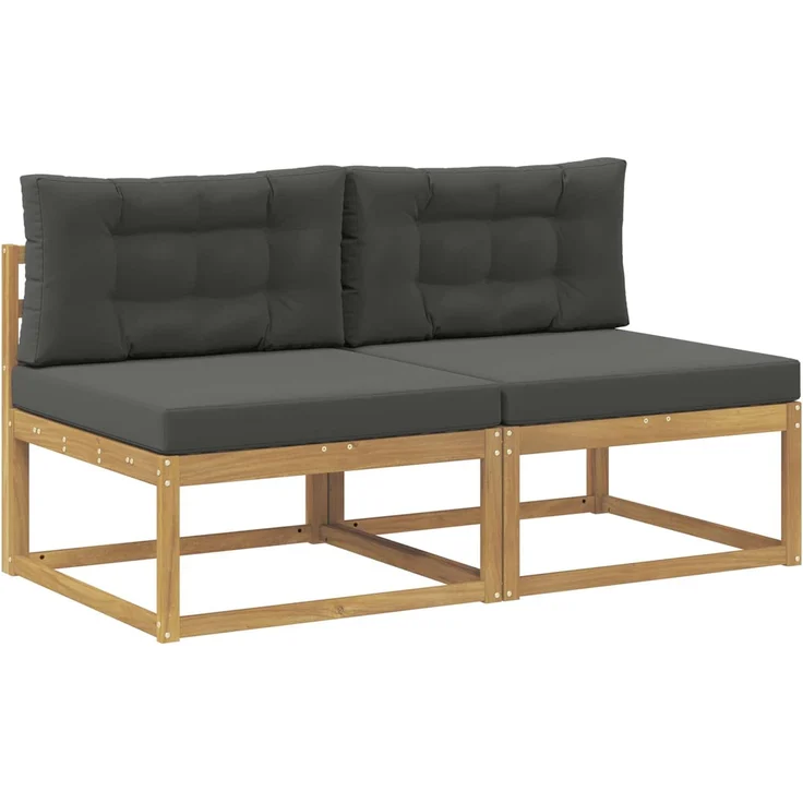 vidaXL Outdoor Mittelsofa 2 stk. 2-Sitzer Massivholz Akazie 901543 – Bild 2
