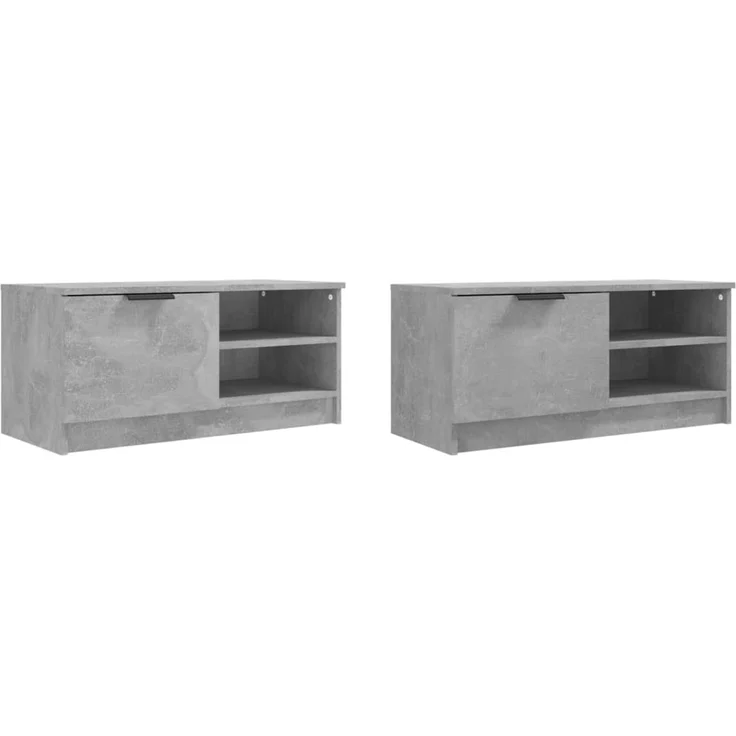 2 pcs TV-Schrank, Lowboard Betongrau 80x35x36,5 cm Holzwerkstoff – Bild 4