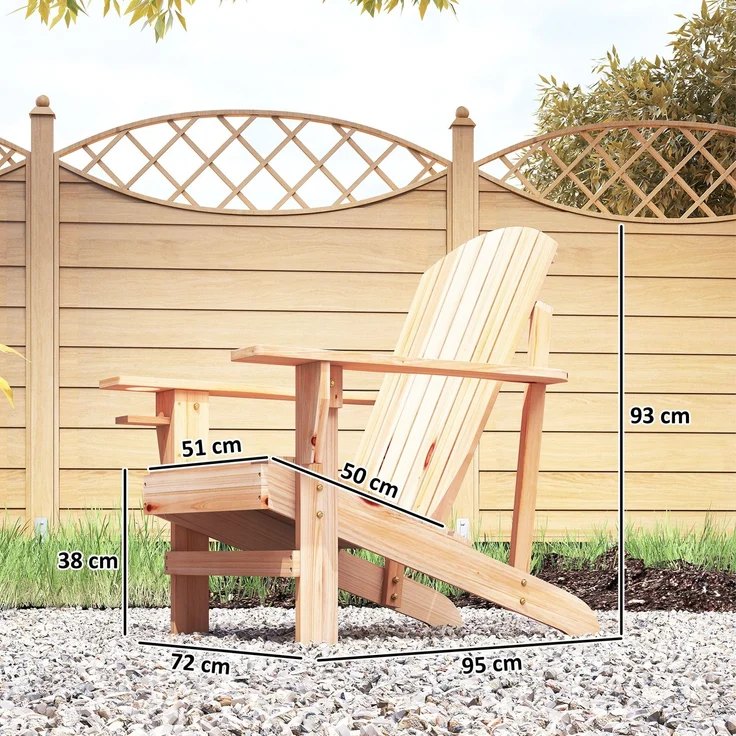 Adirondack-Gartenstuhl mit Becherhalter Gartenliege Balkonstuhl Massivholz Natur 72 x 95 x 93 cm--Natur--93x95x72cm--YOUDENOVA – Bild 5