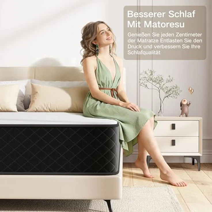 Matoresu Matratze 140x200 cm 7-Zone Härtegrad H4 Höhe/Öko-Tex Zertifiziert, 25cm Taschenfederkernmatratze mit Memory Foam, 140 x 200 x 25 cm – Bild 4