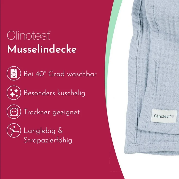 Babydecke Musselintuch für Babys 80x80cm, 100% Musselin-Baumwolle, Clinotest, waschbare Mulltücher ohne Einlaufen - saugstarke Baby Spucktücher