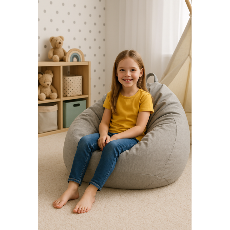AD.CON Sitzsack mit Füllung, Hellgrau, 70 x 80 x 50 120L, Styropor-Regranulat – Bild 7