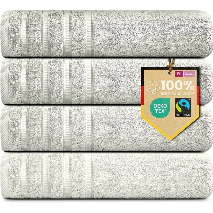 4er Set Duschtücher Plain creme 70x140 - Größe: 70x140, Farbe: Creme