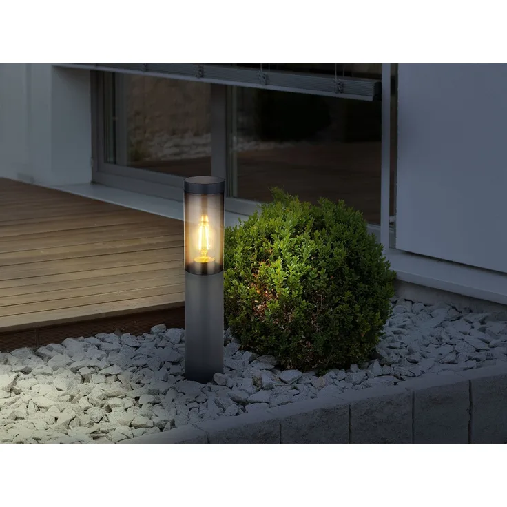 LED Sockelleuchte aus Edelstahl in Anthrazit & Rauchfarben, Höhe 45cm