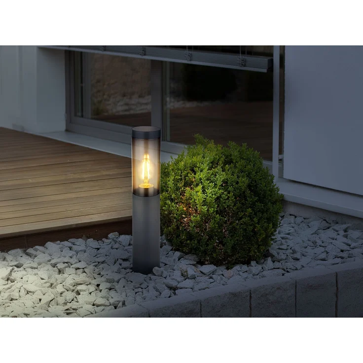 LED Sockelleuchte aus Edelstahl in Anthrazit & Rauchfarben, Höhe 45cm – Bild 1
