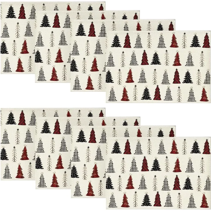 ABC Weihnachts-Platzset mit Weihnachtsbaum-Motiv, 8-teilig, 30 x 45 cm
