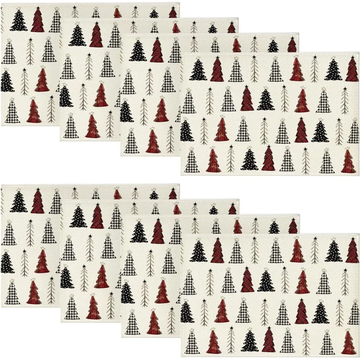 ABC Weihnachts-Platzset mit Weihnachtsbaum-Motiv, 8-teilig, 30 x 45 cm – Bild 1