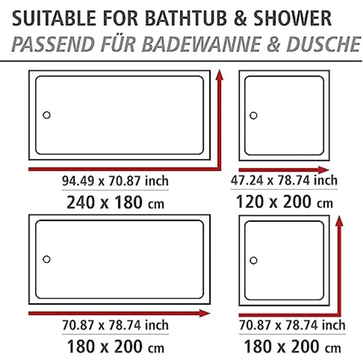 WENKO LADYLINE Duschvorhang 180x200 cm, Weiß/Grau – Bild 4