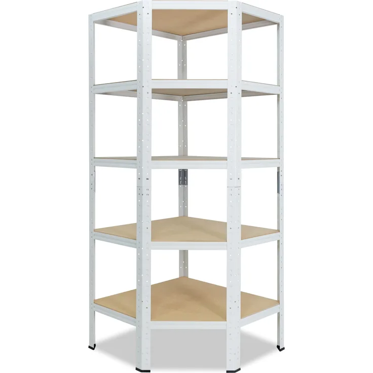 shelfplaza HOME 180x60x30 cm Eckregal in weiß mit 5 Böden und 175 kg Traglast pro Boden