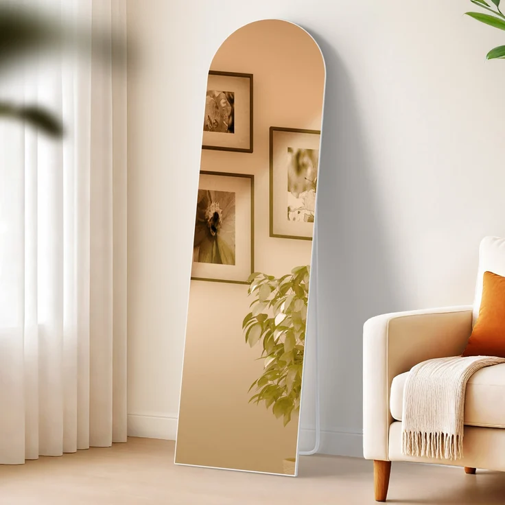 Standspiegel MALAGA - Glas Weiß matt 40x3x140 cm | Ganzkörperspiegel Freistehender Spiegel Groß Schlafzimmer – Bild 3