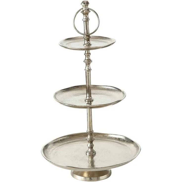 BOLTZE GRUPPE Dekoetagere Etagere Flaire 3 Ebenen Aluminium H 48cm Ø 30cm silber