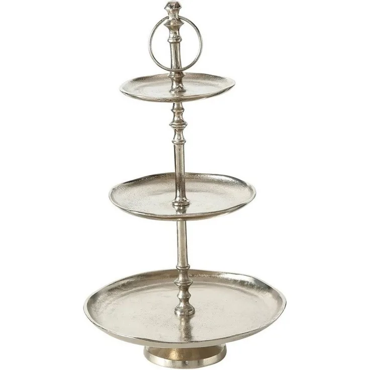 BOLTZE GRUPPE Dekoetagere Etagere Flaire 3 Ebenen Aluminium H 48cm Ø 30cm silber