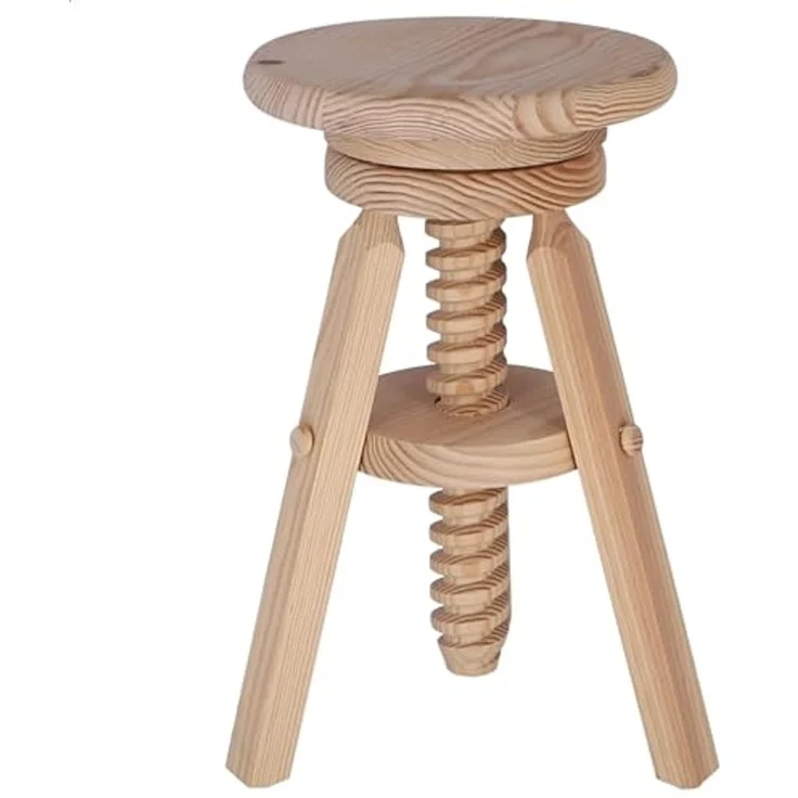 Aranaz Drehbarer Hocker aus Kiefer ohne Lack – Bild 3